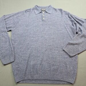 Vintage Jantzen Lightweight Heathe Blue 1/4 Button Cardigan Sweater Men's Size L